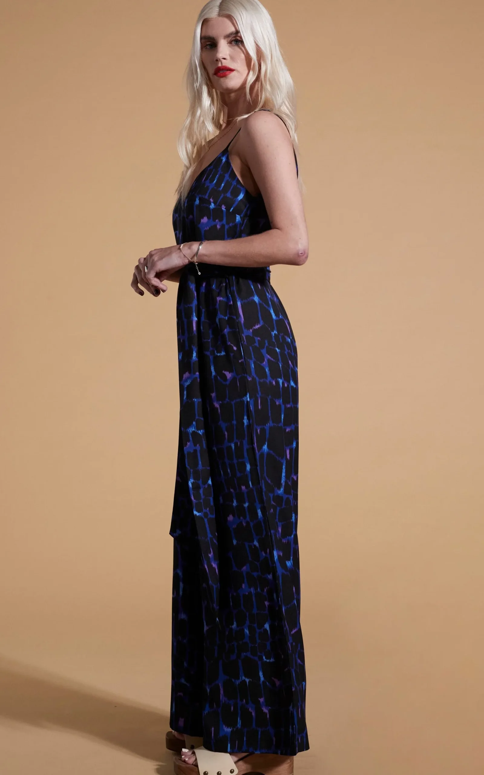 Gabriella Jumpsuit In Blue Alligator