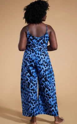 Gabriella Jumpsuit In Bright Blue Leopard