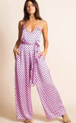 Gabriella Jumpsuit In Pink Polka Dot