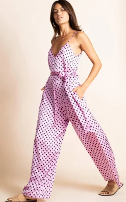 Gabriella Jumpsuit In Pink Polka Dot