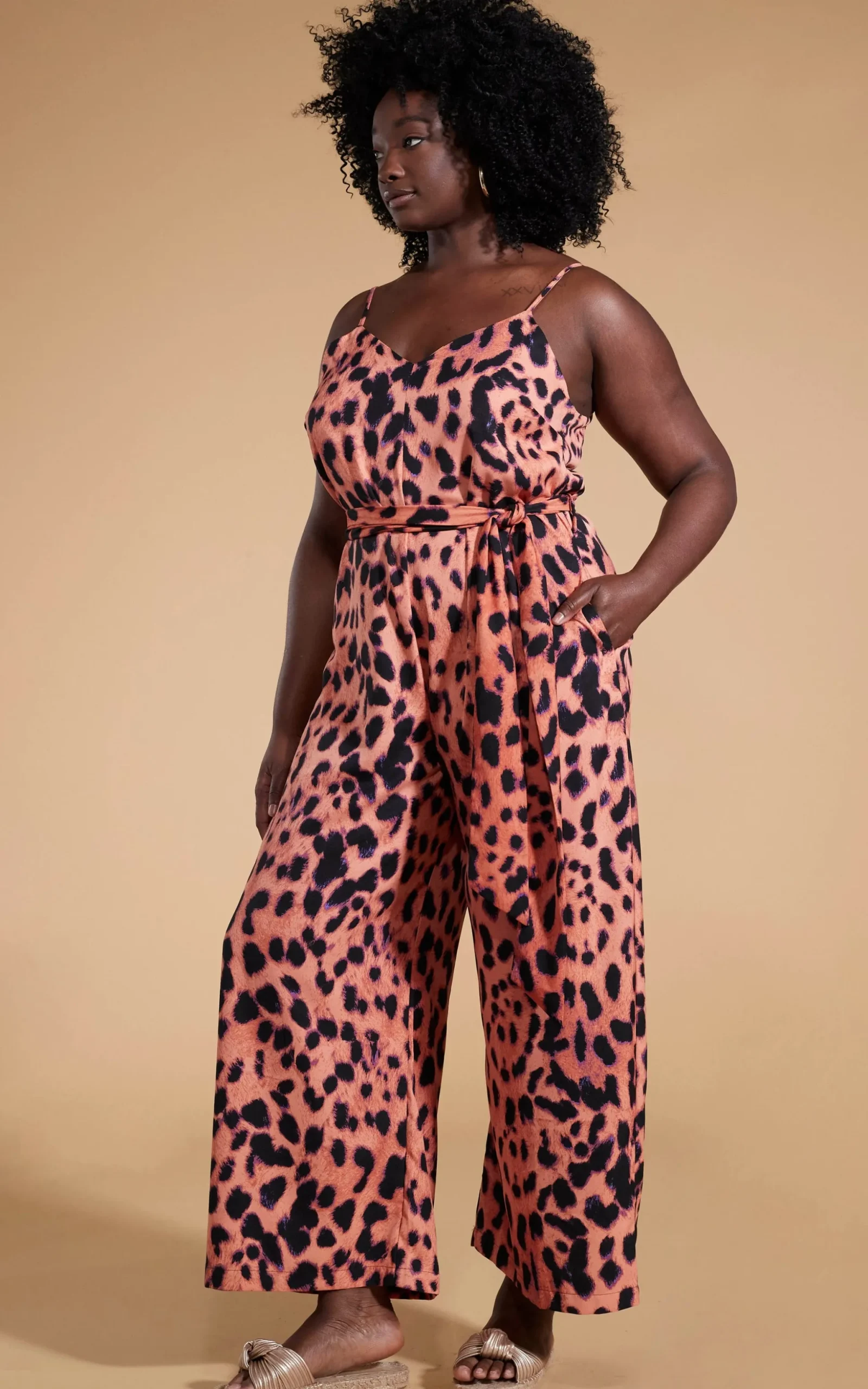 Gabriella Jumpsuit In Plorange Leopard