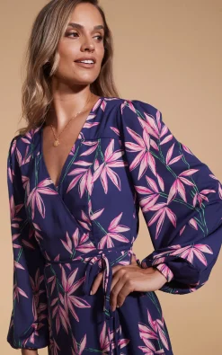 Ginger Mini Wrap Dress In Bamboo Navy Base