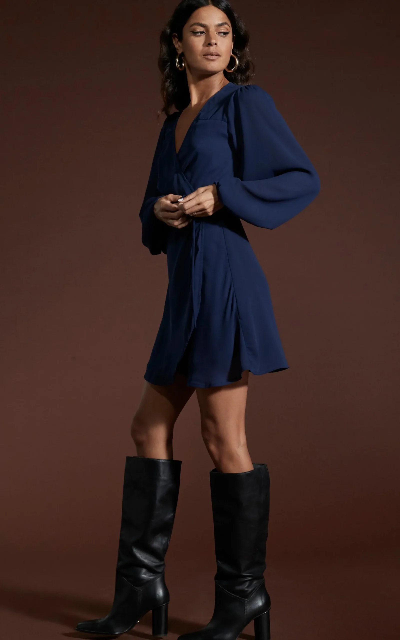 Ginger Mini Wrap Dress In Navy