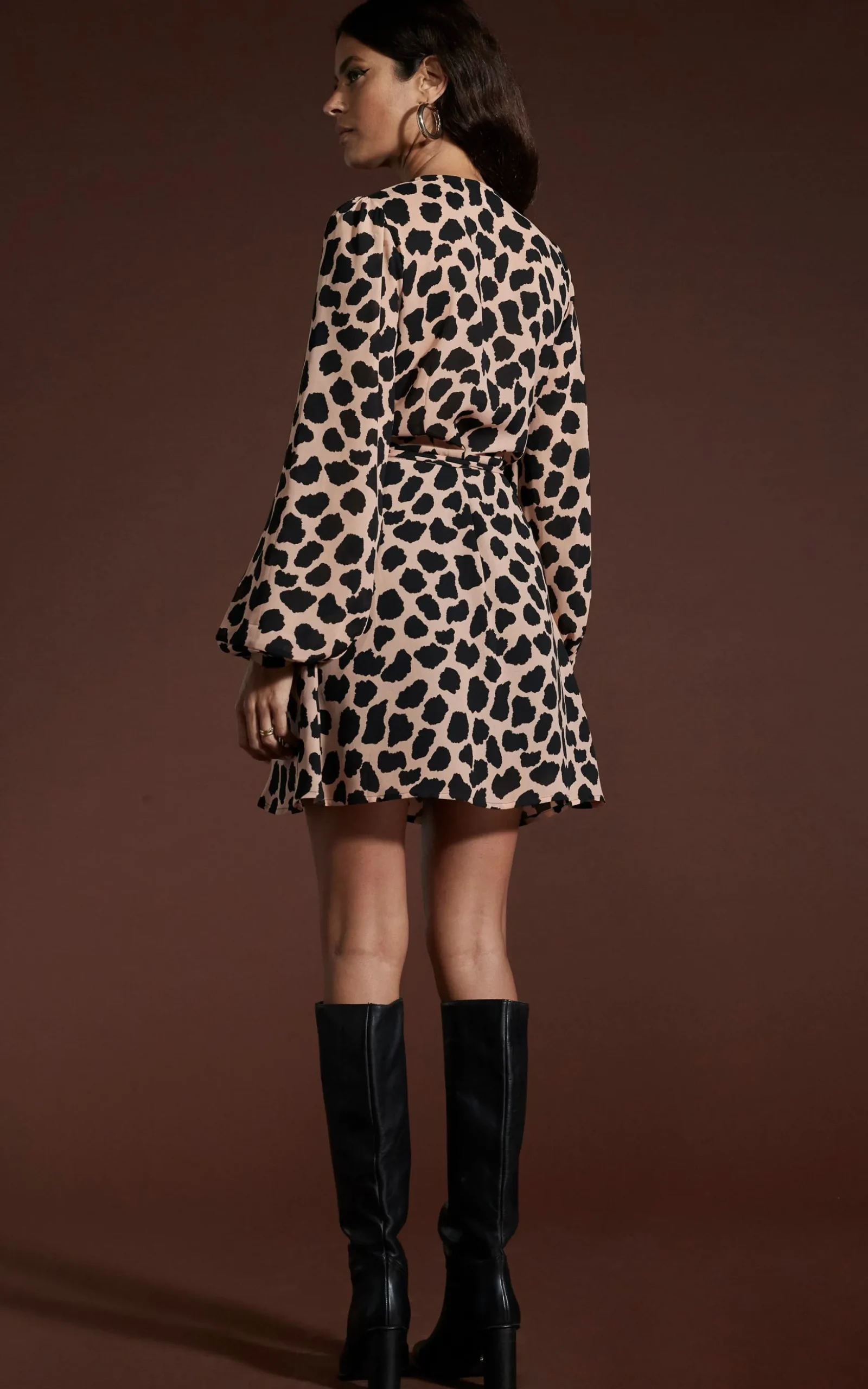 Ginger Mini Wrap Dress In Beige Cloud