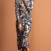 Goldie Midaxi Dress In Beige Inky Leopard