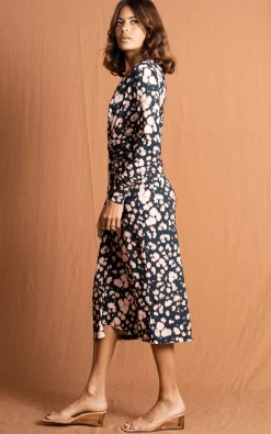 Goldie Midaxi Dress In Beige Inky Leopard