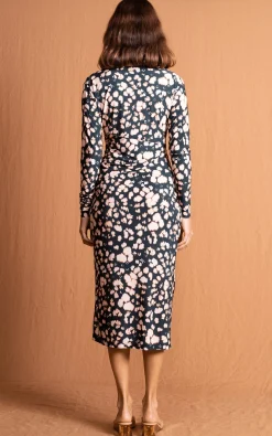 Goldie Midaxi Dress In Beige Inky Leopard