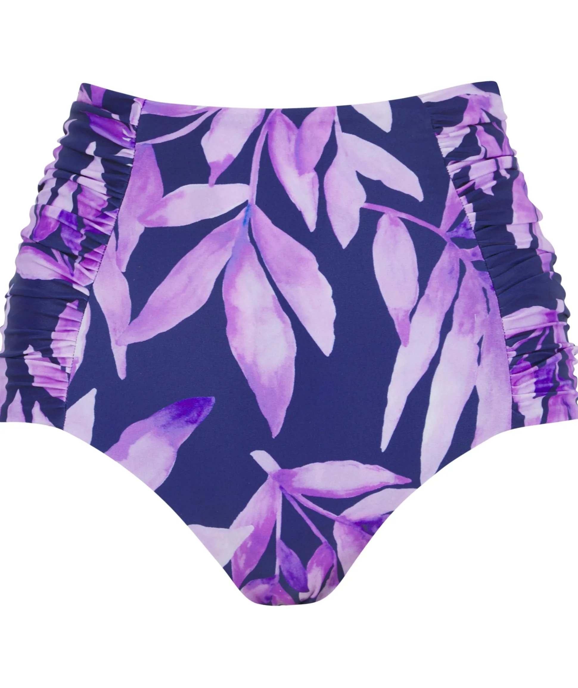 Halo Cala Jondal Bikini Bottoms In Watercolour Purple Leaf