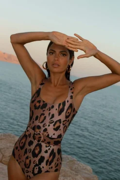 Halo Kiara Belted Swimsuit In Leopard