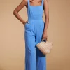 Halo Kimani Twist Back Jumpsuit In Sky Blue