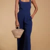 Halo Kimani Twist Back Jumpsuit In Navy
