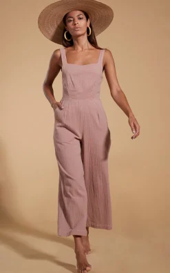 Halo Kimani Twist Back Jumpsuit In Fawn