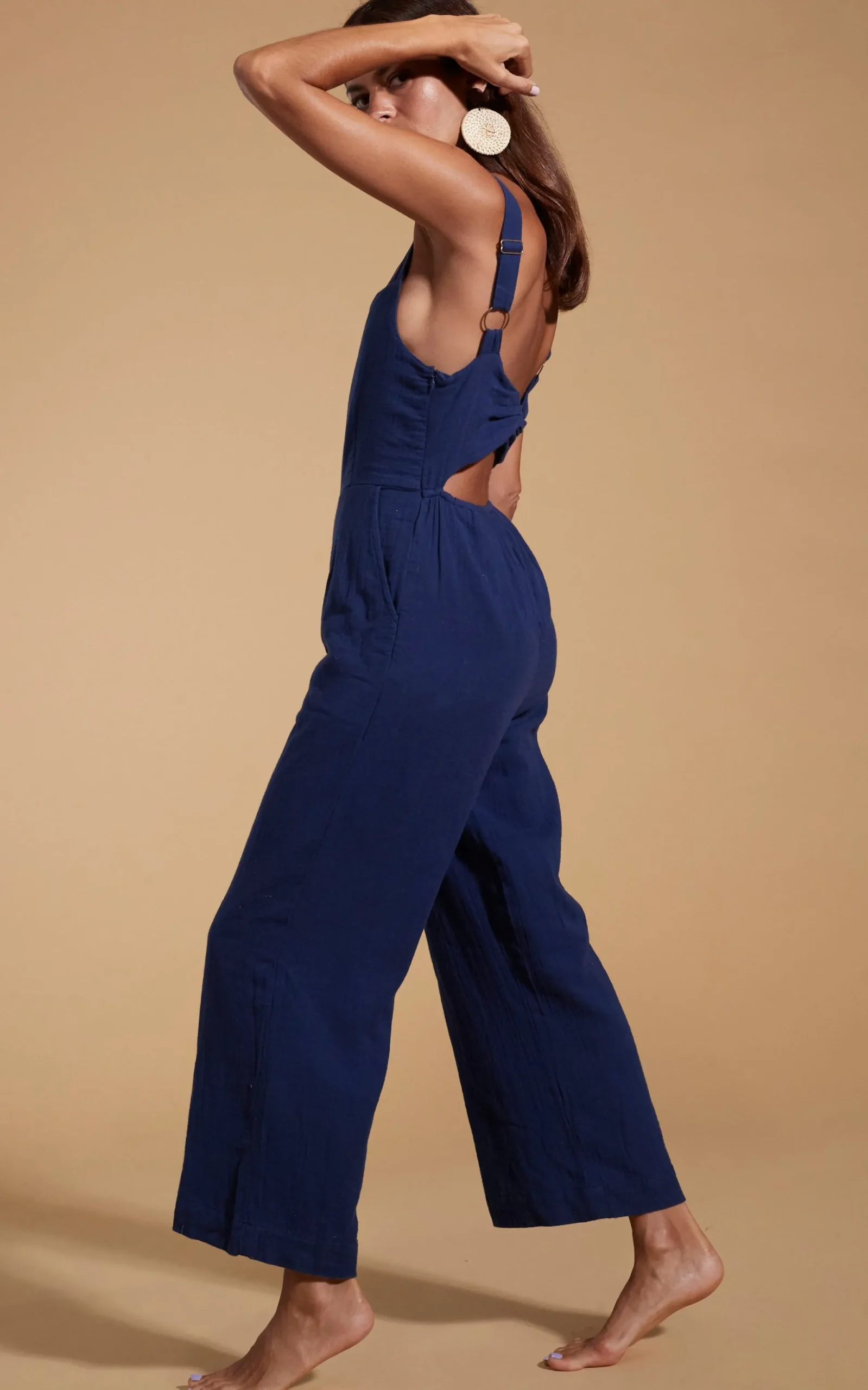 Halo Kimani Twist Back Jumpsuit In Navy