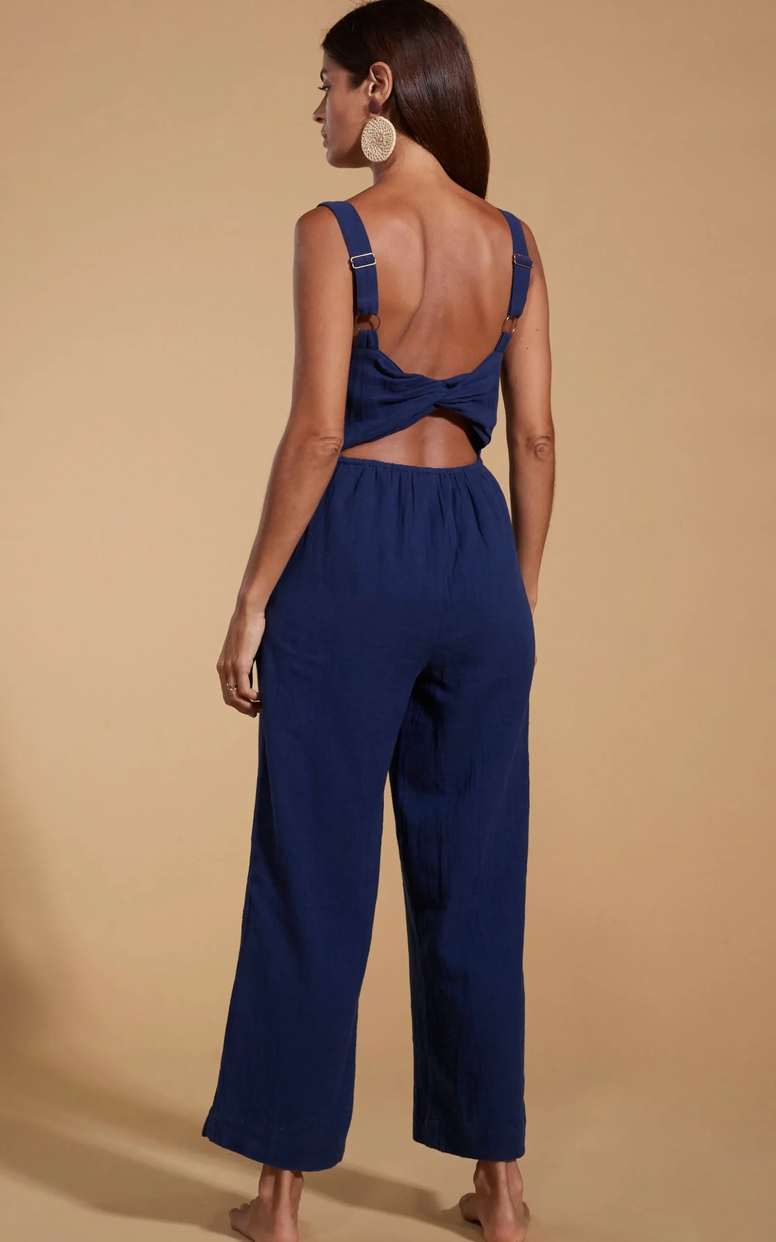 Halo Kimani Twist Back Jumpsuit In Navy