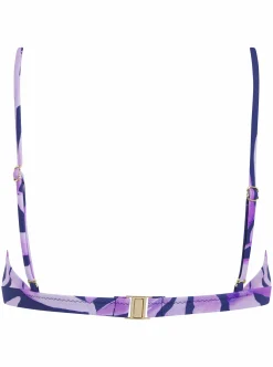 Halo Lalita Bandeau Bikini Top In Watercolour Purple Leaf