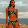 Halo Miyanna Ruched Brief In Watercolour Green Leaf