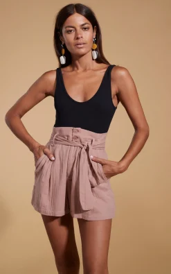 Halo Nessie High Waist Shorts In Fawn