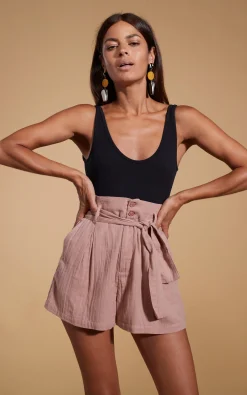 Halo Nessie High Waist Shorts In Fawn
