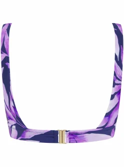 Halo Tamika Bikini Top In Watercolour Purple Leaf