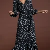 Havannah Maxi Wrap Dress In Abstract White On Black Leopard