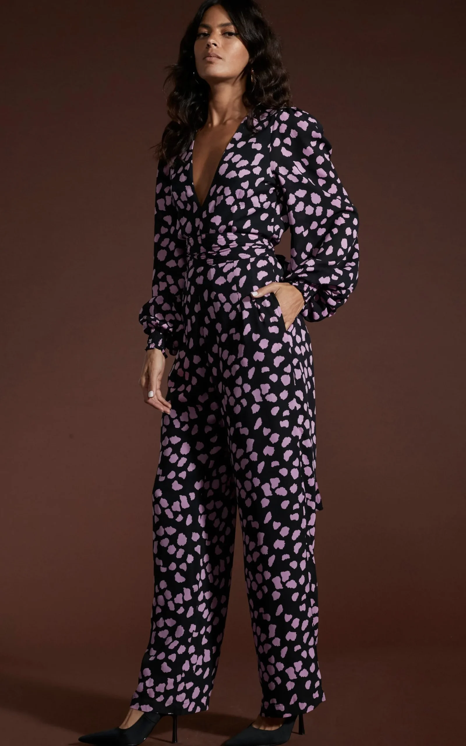 Holly Jumpsuit In Pink On Black Cloud