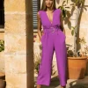 Indy Linen Jumpsuit In Purple-Reversible