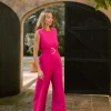 Indy Linen Jumpsuit In Raspberry-Reversible