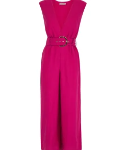 Indy Linen Jumpsuit In Raspberry-Reversible