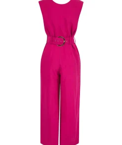 Indy Linen Jumpsuit In Raspberry-Reversible