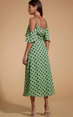 Ivy Dress Green Polka Dot