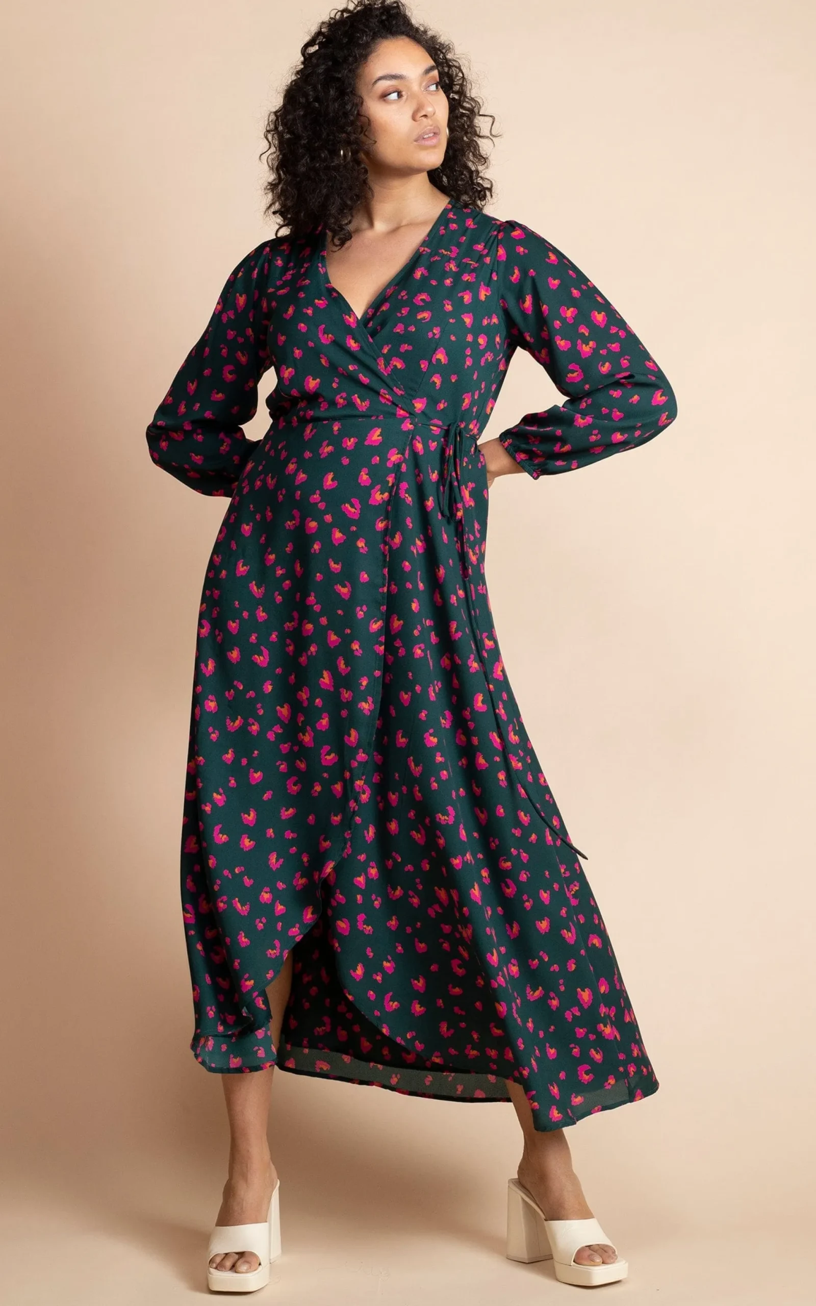 Jagger Maxi Dress In Abstract Pink On Green