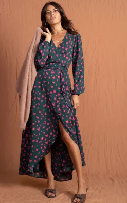 Jagger Maxi Dress In Abstract Pink On Green