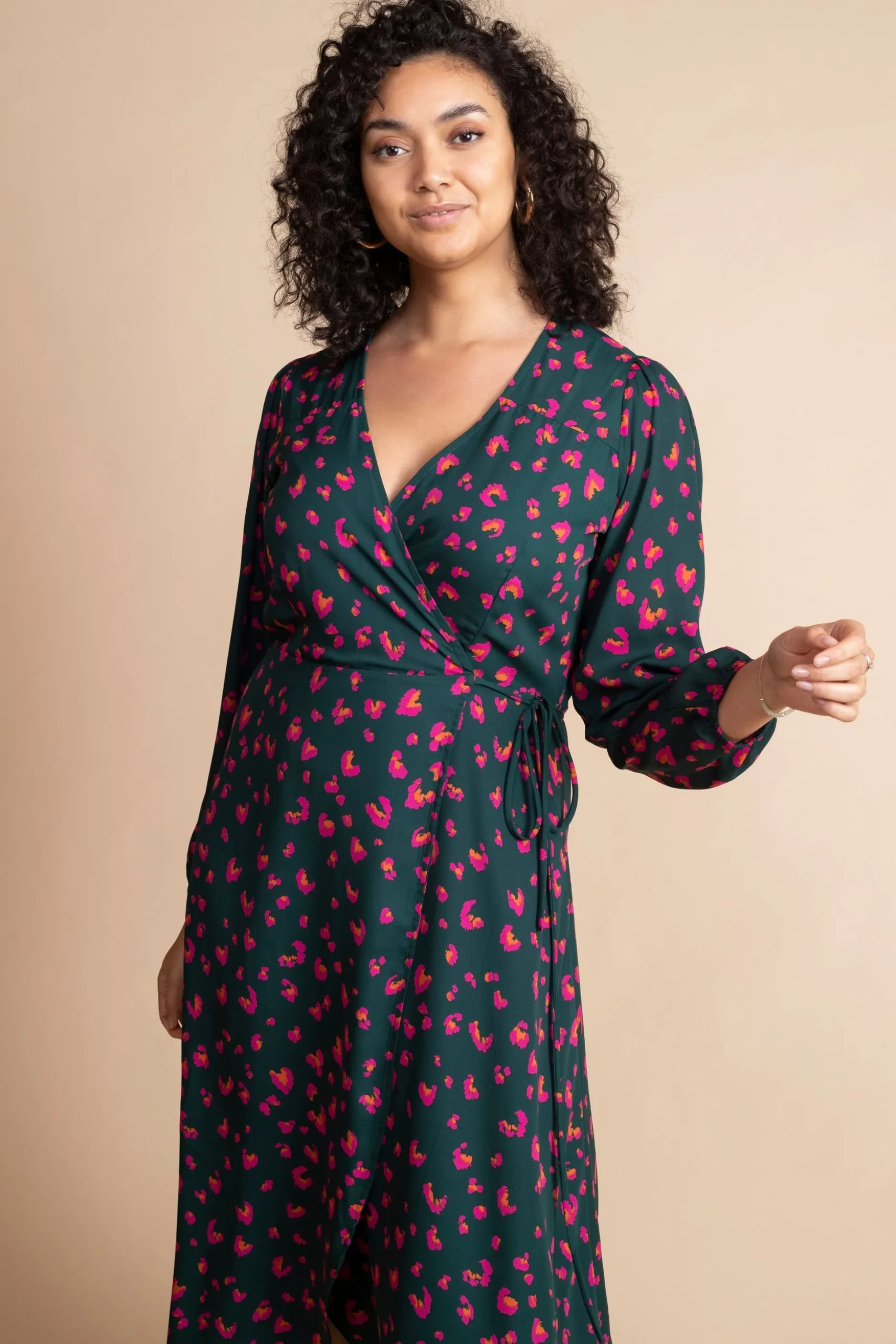 Jagger Maxi Dress In Abstract Pink On Green