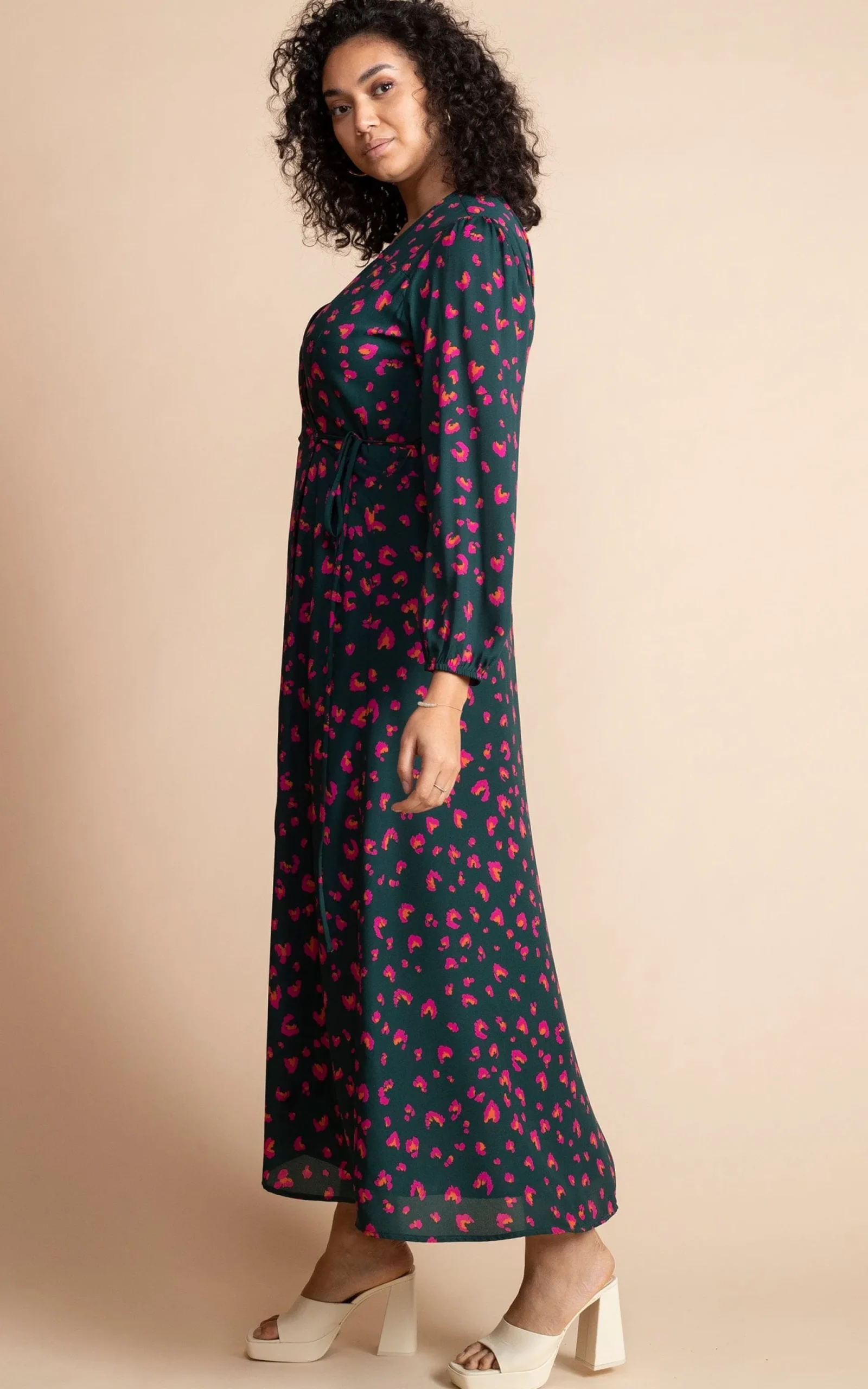 Jagger Maxi Dress In Abstract Pink On Green