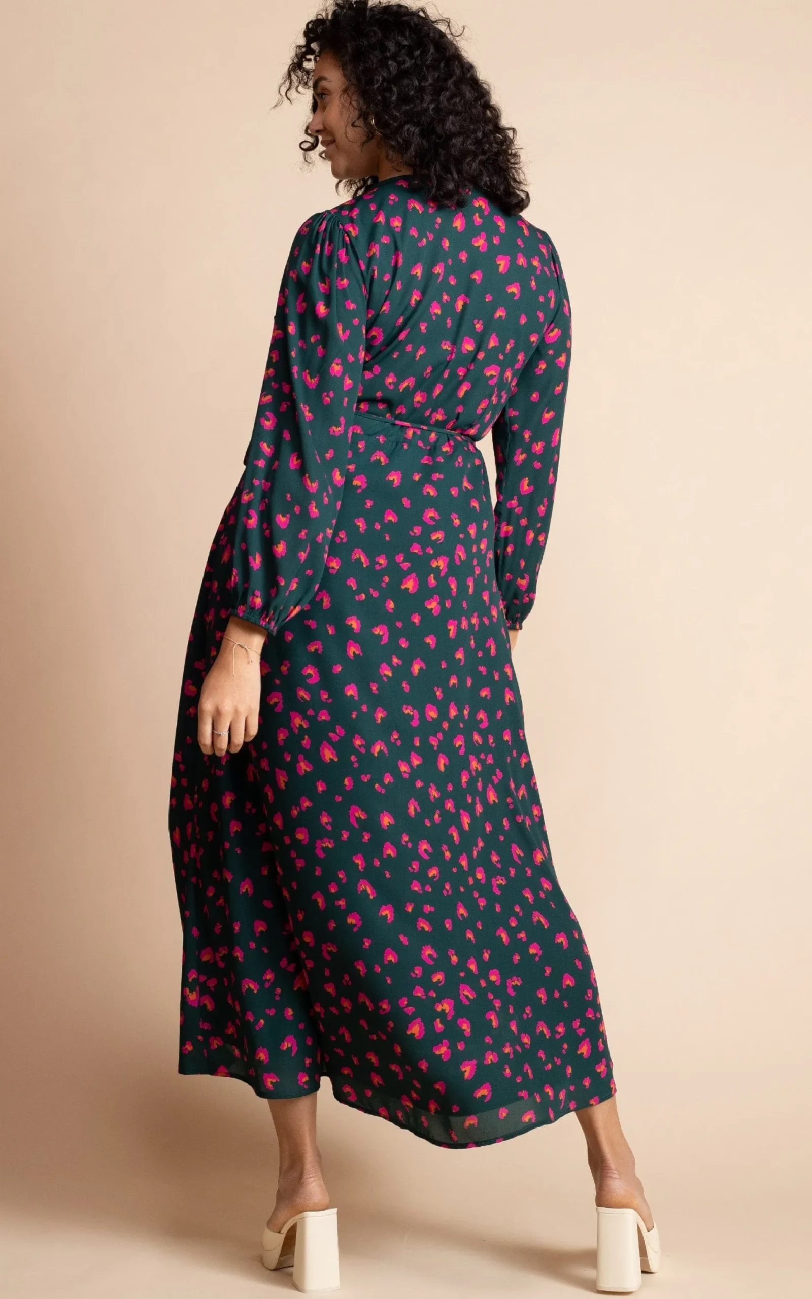 Jagger Maxi Dress In Abstract Pink On Green