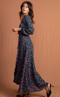 Jagger Maxi Dress In Abstract Pink On Green