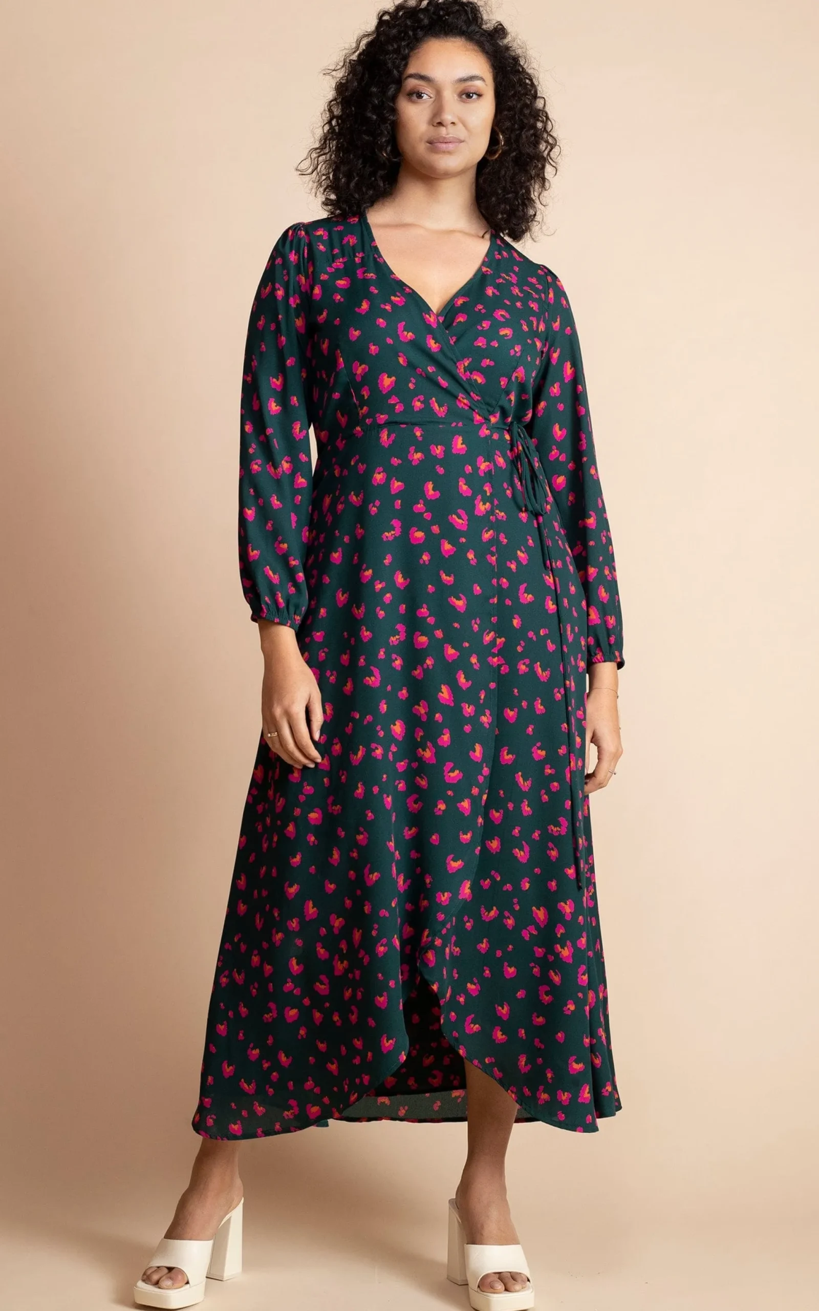 Jagger Maxi Dress In Abstract Pink On Green