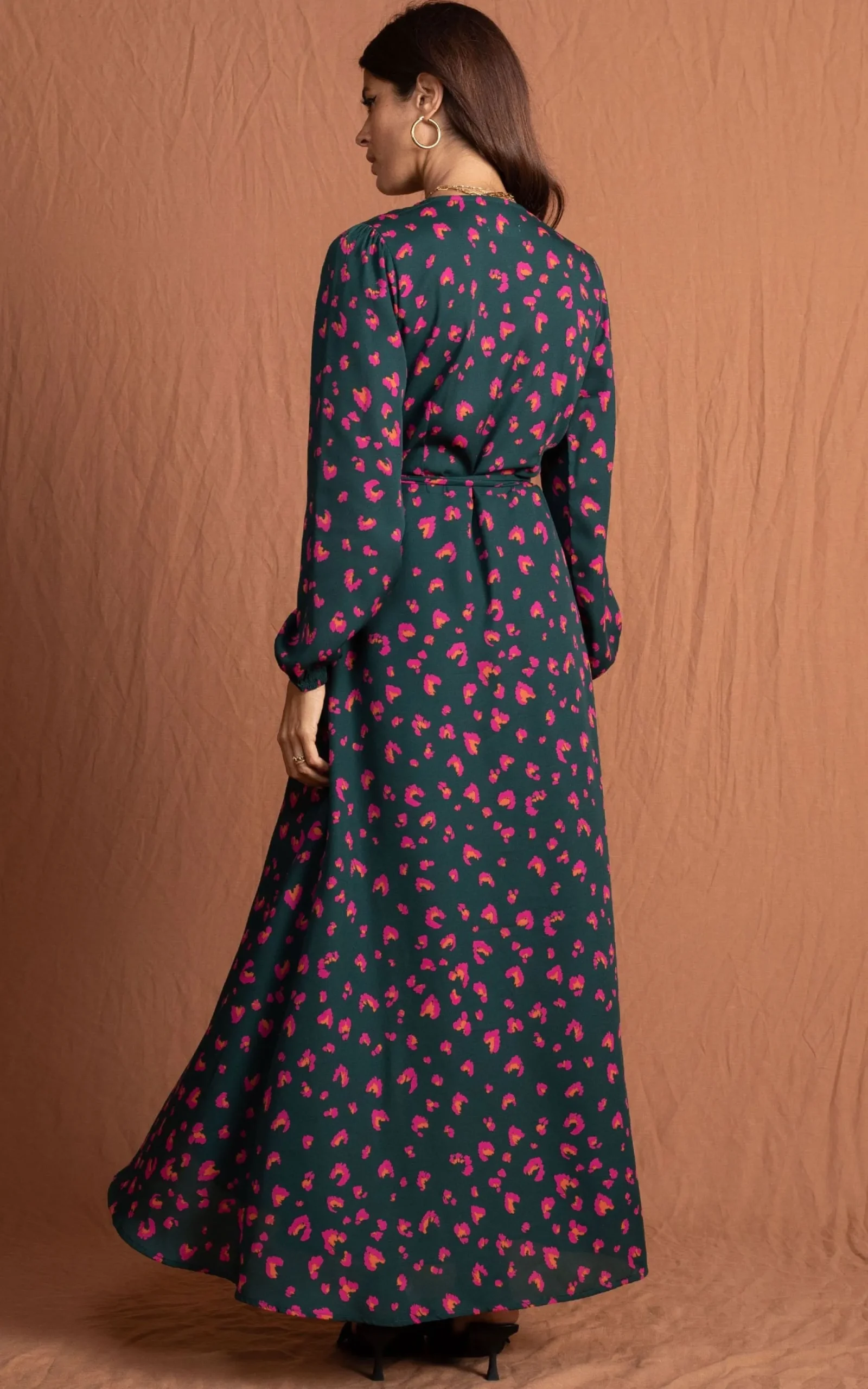 Jagger Maxi Dress In Abstract Pink On Green