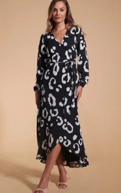Jagger Maxi Dress In Oversized Mono Leopard