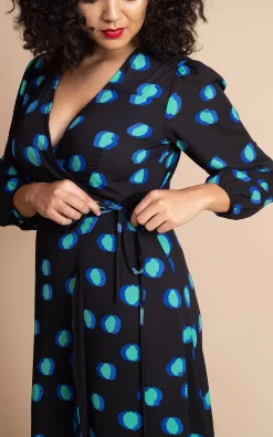 Jagger Maxi Dress In Polka Dot Blue On Black