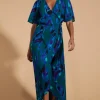 Jenna Maxi Dress In Abstract Camo Blue On Green