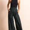 Joey Palazzo Trousers In Abstract Green On Black