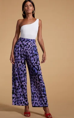 Joey Palazzo Trousers In Lilac Leopard