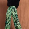 Joey Palazzo Trousers In Lime Leopard