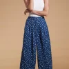 Joey Palazzo Trousers In Abstract White On Navy