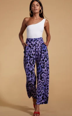 Joey Palazzo Trousers In Lilac Leopard