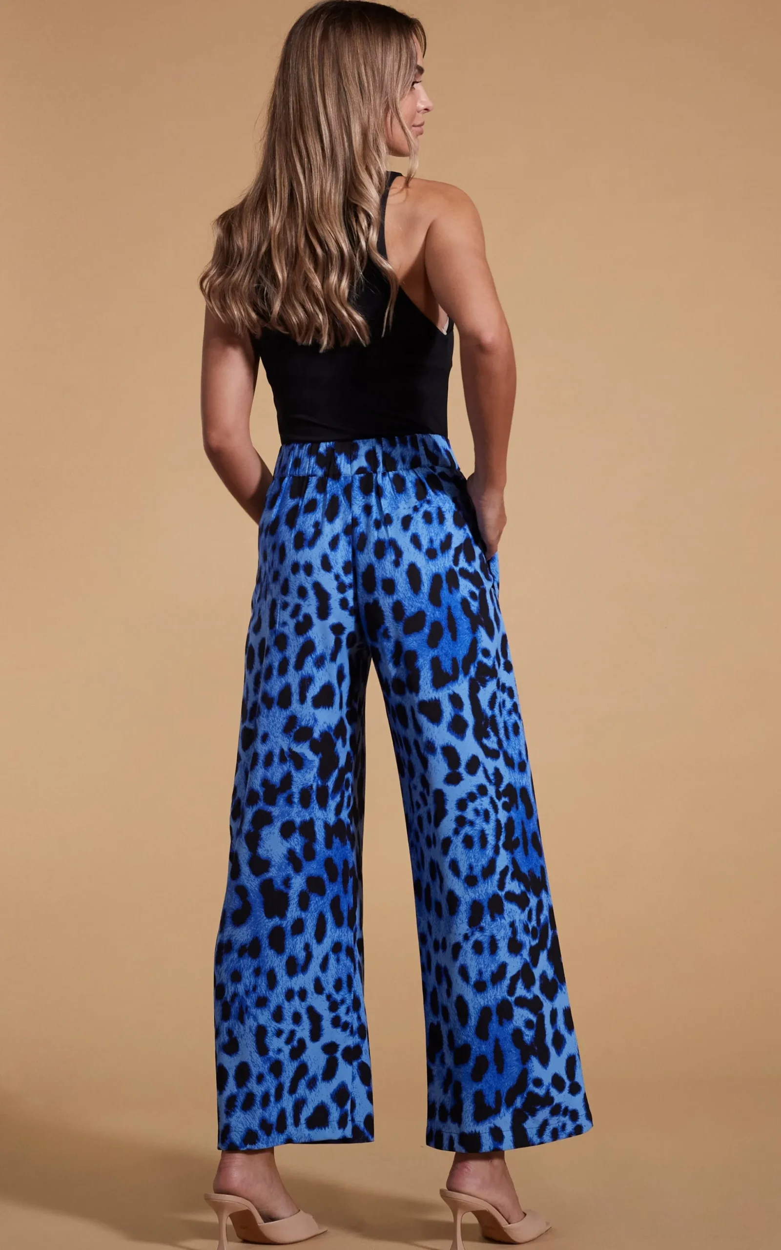 Joey Palazzo Trousers In Bright Blue Leopard