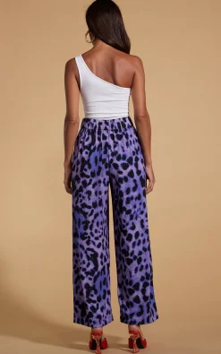 Joey Palazzo Trousers In Lilac Leopard