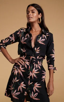 Jonah Mini Shirt Dress In Bamboo Black Base