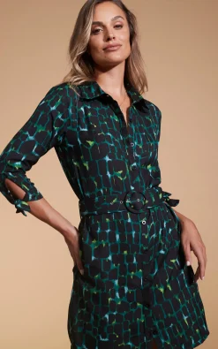 Jonah Mini Shirt Dress In Green Alligator